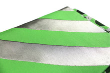 Cargar imagen en el visor de la galería, Hanhaba Obi 【Seikaiha(verde amarillento y plata) × Líneas inclinadas(verde amarillento y plata)】