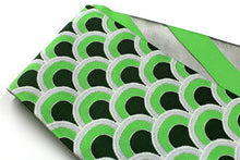 Cargar imagen en el visor de la galería, Hanhaba Obi 【Seikaiha(verde amarillento y plata) × Líneas inclinadas(verde amarillento y plata)】
