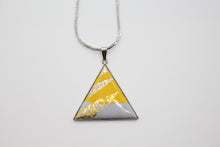 Load image into Gallery viewer, Metal enameled triangle pendant used with traditional Japanese pigments

