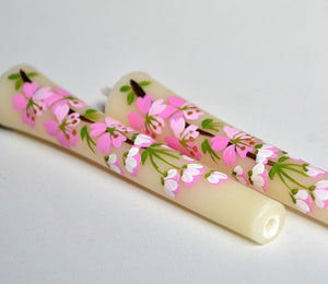 Warosoku, candela giapponese dipinta a mano "Sakura" (2 pezzi)