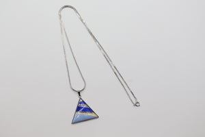 Metal enameled triangle pendant used with traditional Japanese pigments