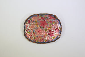 Metal enameled brooch "Flurry of cherry blossoms"