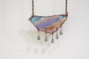Metal enameled necklace "The shiny sky"