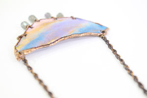 Metal enameled necklace "The shiny sky"